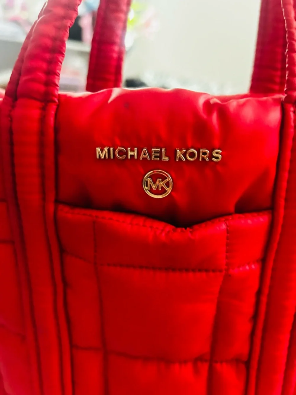 Michael Kors Quilted Small Red Tote Bag